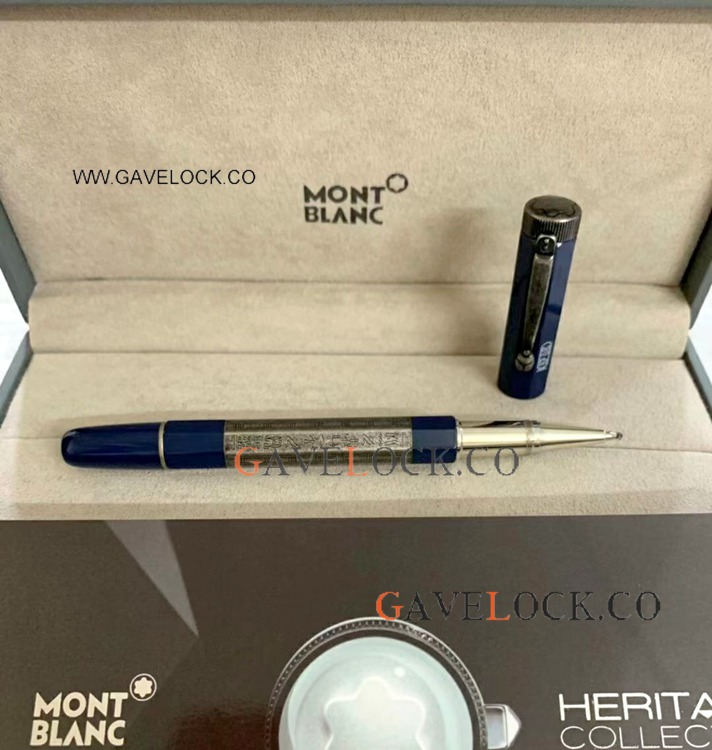 AAA Grade Replica Montblanc Egyptomania Blue Rollerball Vintage clip